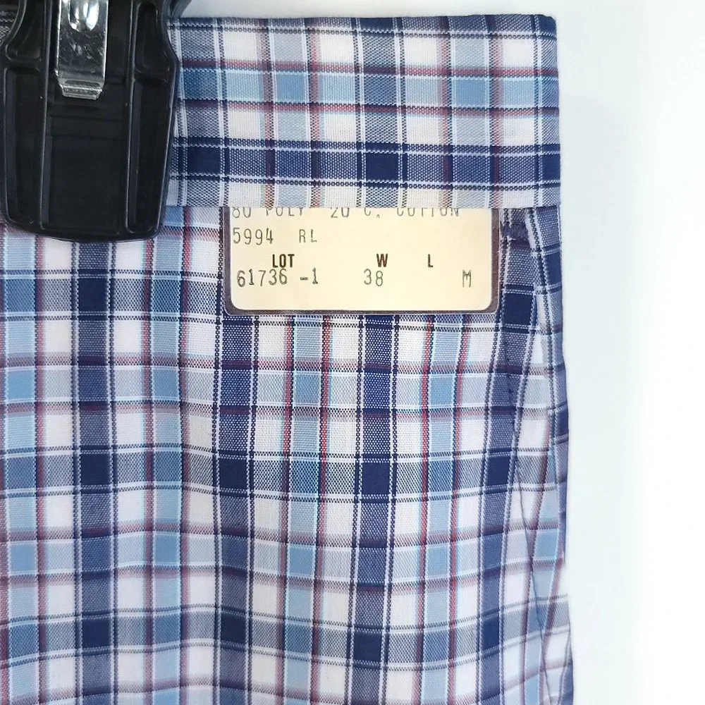 Vtg Sportswear Casual Pants Men's 38 Blue White Plaid Grandpacore Punk Ugly - Picture 3 of 10